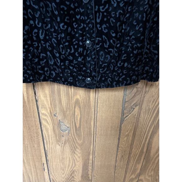 Vintage Deadstock Black Velvet Leopard Print Black Dark Academia Jacket Blazer - Picture 6 of 12